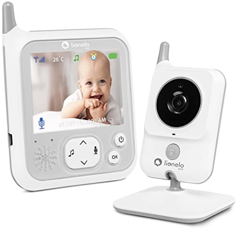 Lionelo Babyline 7.1 Babyphone mit Kamera und Empfänger, Reichweite bis zu 260 m, Kommunikation in beide Richtungen, Nachtmodus, Temperaturfühler, 8 Schlaflieder