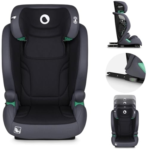 LIONELO IGO I-size Kinderautositz, Gruppe 2 3, von 100-150 cm ISOFIX oder gurtlose Frontbefestigung, Rückenlehne und Kopfstütze verstellbar mit abnehmbarer Rückenlehne aus Memoryschaum