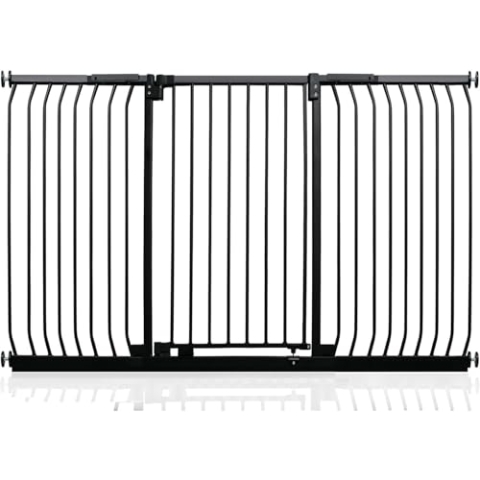 Safetots Extra Hohes Elite Sicherheitsschutzgitter, 188cm - 197cm, Mattschwarz, Extra hohe 96.8cm Höhe, Treppenschutzgitter mit Druckmontage, Sicherheitsbarriere, Einfache Installation