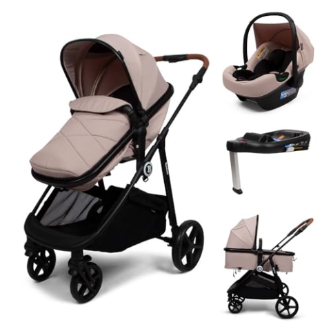 Baninni 4-in-1 Kinderwagen mit Multi-Stands mit Autositz und Basis Nelia, Beige
