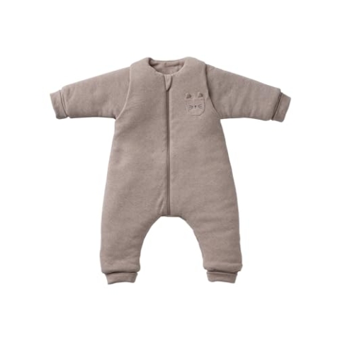 VERTBAUDET Overall mit Füßen, kleine Katze, lange Ärmel, abnehmbar, Beige meliert, 48 m (4 A)
