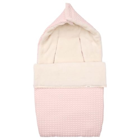 Koeka Babyfußsack - Für Babyschale - Gruppe 0+ - Mit Teddy Gefüttert - Mit Kapuze - Oslo - Aus Baumwolle - Abwaschbar - Rosa - Einheitsgröße