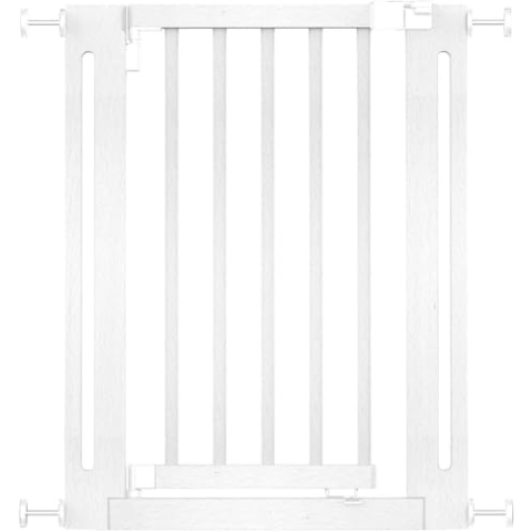 Safetots Naturholz Elegance Treppenschutzgitter, Weiß, 63cm - 71cm, Druckmontage Sicherheitsgitter, Treppenschutzgitter für Treppen, Flure und Türen, Einfache Installation