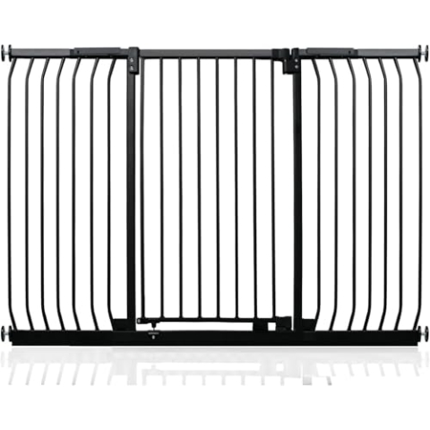 Safetots Extra Hohes Elite Sicherheitsschutzgitter, 152cm - 161cm, Mattschwarz, Extra hohe 96.8cm Höhe, Treppenschutzgitter mit Druckmontage, Sicherheitsbarriere, Einfache Installation