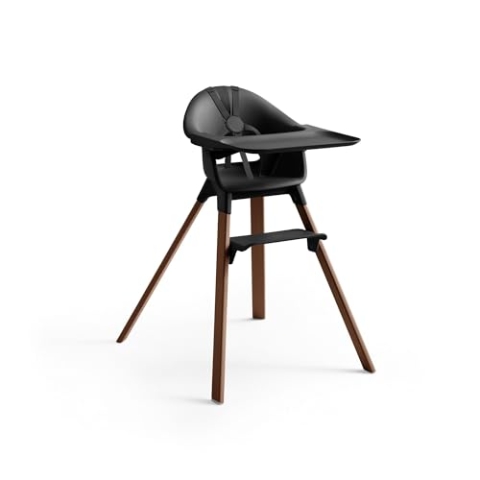 Stokke Clikk Hochstuhl, Black/Warm Brown - Rundum-Paket mit Tray & Sicherheitsgurt - Leicht, robust & reisefreundlich - Ergonomisch mit verstellbaren Funktionen - Ideal für 6-36 Monate oder bis 15 kg