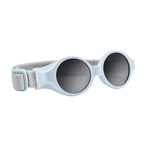 Béaba, Sonnenbrille für Babys von 0 bis 9 Monaten, 100% UV-Schutz – KAT. 4, Seitenschutz, optimaler Komfort, verstellbares elastisches Kopfband, Perlblau