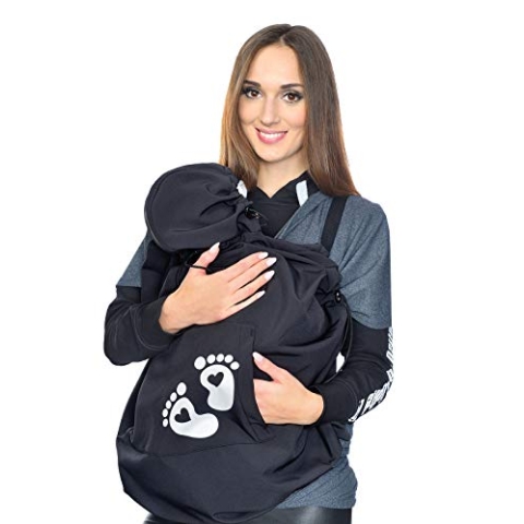 MijaCulture Softshell Tragecover, Universal Bezug für Baby Carrier Tragetücher Cape 4113 (Schwarz/Baby 2)