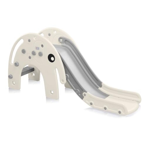 Baby Vivo Kinder Rutsche Kinder Rutsche Gartenrutsche Kleinkinderrutsche Kunststoff Elefant abgerundete Ecken & Kanten für Indoor & Outdoor in Grau/Weiß