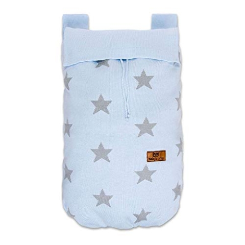Baby's Only 914193 Spielzeugsack Laufgittertasche Sterne gestrickt, 48 x 40 cm, blau/grau