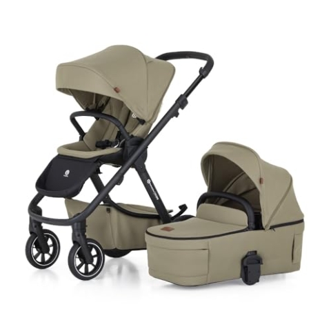 Petite&Mars 2in1 Kombikinderwagen ICON * für Kinder bis 22 kg * multifunktional Buggy * Kinderwagen mit Babywanne * 2-in-1-Kinderwagen * Adapter (Lite Mossy Green RWS)