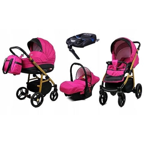BabyLux® Kinderwagen Set 4 in 1 - Axel - incl. Babywanne, Buggy Sportsitz, Auto-Babyschale, ISOFIX-Basisstation - Autositz - Kinderwagenset - Kombikinderwagen mit Wickeltasche usw.