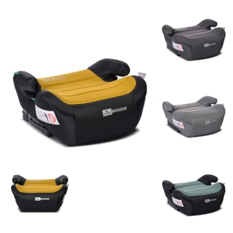 Lorelli Sitzerhöhung i-Size Matador (125-150cm) Kindersitz, Isofix, Armlehne, Farbe:gelb