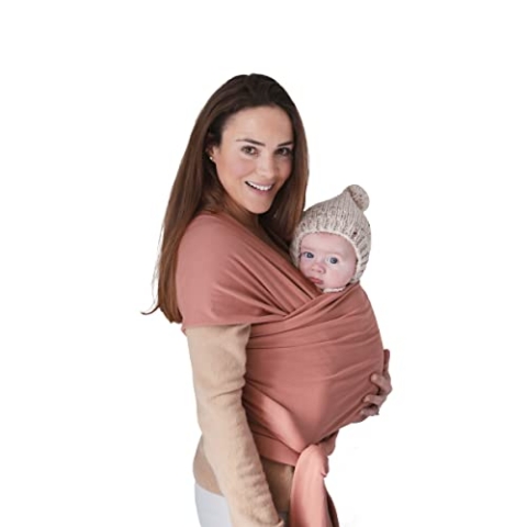 Mushie Tragetuch für Neugeborene & Babys | 100% Bio-Baumwolle | Mit einer integrierten Tasche | von 3,6-14,9 kg | Atmungsaktiv, um Überhitzung zu vermeiden | Cedar
