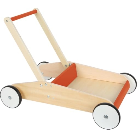 small foot Lauflernwagen Kupferrot, robuster Schiebewagen aus Holz, mit großer Ladefläche, ab 12 Monaten, 12610