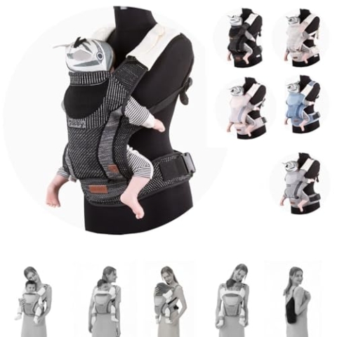 Chipolino Babytrage Bobby Fly Strickstoff 3 in 1, Bauch- Rückentrage, Hüftsitz, Farben:schwarz