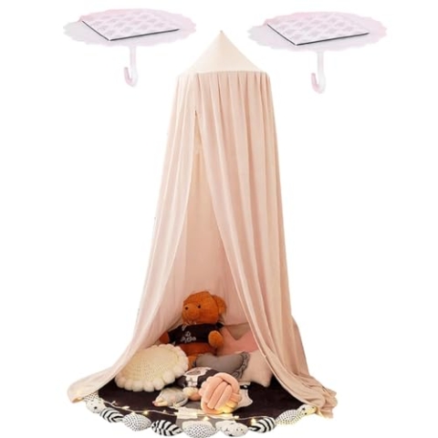 Baby Baldachin Betthimmel Kinder Babys Bett Baumwolle Hängende Moskiton für Schlafzimmer Ankleidezimmer Spiel Lesen Zeit Höhe 250 cm (Rosa)