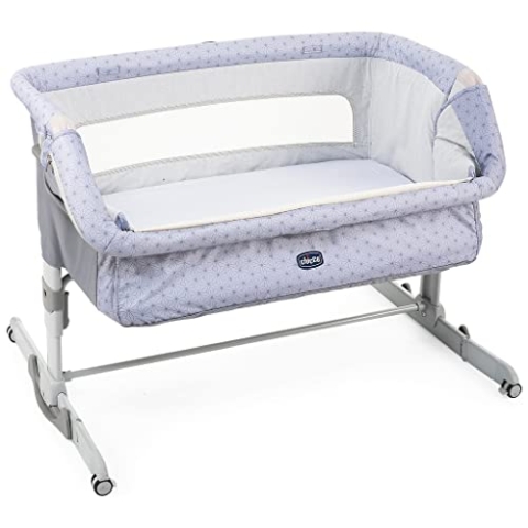 Chicco Next2Me Dream Beistellbett Babybett mit Matratze, Schaukelfunktion, Faltbare Seite, Höhenverstellbar, Netzfenster, 4 Rollen und Transporttasche - 0-6 Monate, 9 kg