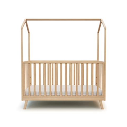 AT4 - Umwandelbares Baby-Kabinenbett aus Holz COMFORT Lackierte Buche 70 x 140 cm | Junior-Umbaubett | Verstellbarer Lattenrost in 3 Höhen | 100% massive Buche