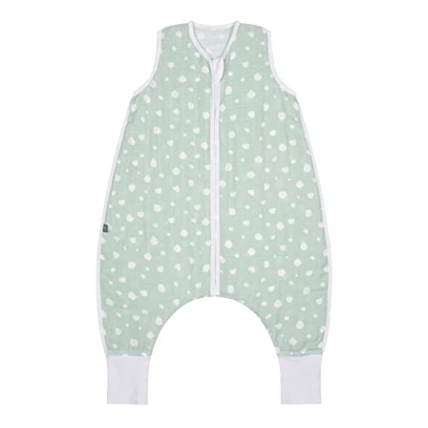 emma & noah Premium Baby Schlafsack mit Füßen Sommer, Bequem & Atmungsaktiv, 100% Bio-Baumwolle, Oeko-TEX Zertifiziert, Flauschig, Bewegungsfreiheit, 0.5 TOG (Punkte Mint, 90 cm)