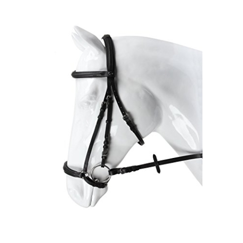 Horka Equestrian Classic Fallenlassen Soft Reithalfter Trensenzaum und Web Zügel mit Stopper, schwarz/silber, Volle Größe