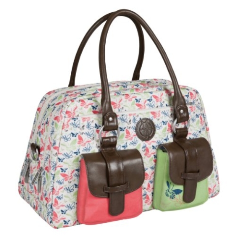 LÄSSIG Baby Wickeltasche Babytasche Kliniktasche Stylische Tasche Mama inkl. Wickelzubehör/Vintage Mero Bag, Butterfly Spring