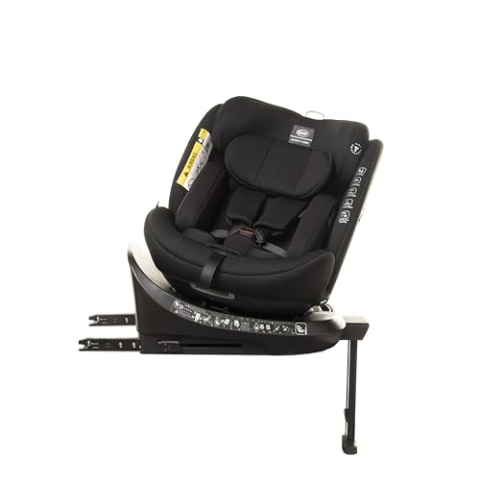 Kindersitz drehbar 360° ENZO-FIX mit ISOFIX montage, Stabilisierung, zusätzlicher Seitenschutz, I-SIZE (Schwarz)