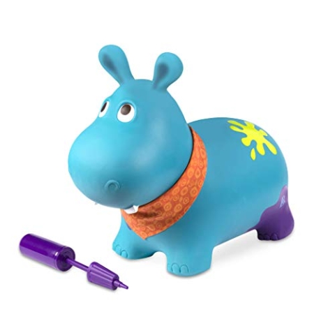 B. toys Hüpftier Hippo mit Handpumpe – 42cm Aufblasbarer Blauer Hüpfball in Tierform für Kinder ab 18 Monaten (3 Teile)