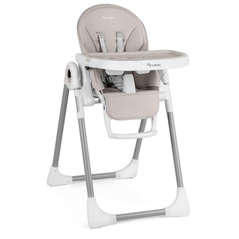 Nukido Hochstuhl Baby Hochstuhl ab 6 monate mit Abnehmbarem Tablett Kinder Hochstuhl klappbar für esstisch Stühle 56x75x88 cm Hellgrau