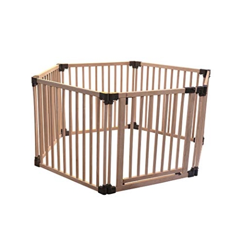 Safetots HolzSpielbereich, Sechseck, 6 x 80cm, Naturholz, 76cm Hoch, Multi-aktivitaetzentren, Spielbereich für Kleinkinder, Großer Spielbereich, Einfache Installation