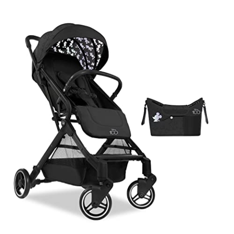 hauck Buggy Travel N Care Set 100 Jahre Disney Design mit Kinderwagenorganizer, Einhändig Klein Klappbar mit Tragegurt, Liegefunktion, Verdeck mit UV-Schutz 50+ und Netzfenster (Disney 100 Black)