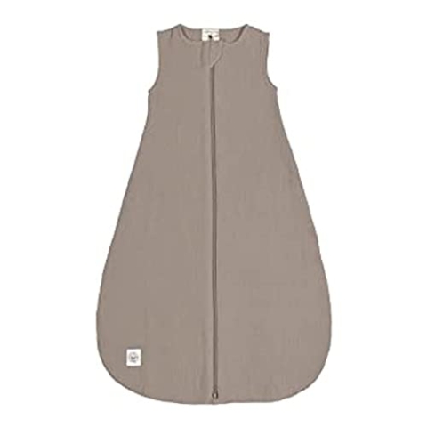 LÄSSIG Baby Sommerschlafsack ohne Ärmel Muslin Baumwolle GOTS zertifiziert unisex/Muslin Sleeping Bag taupe, Größe 86/92 13-18 Monate
