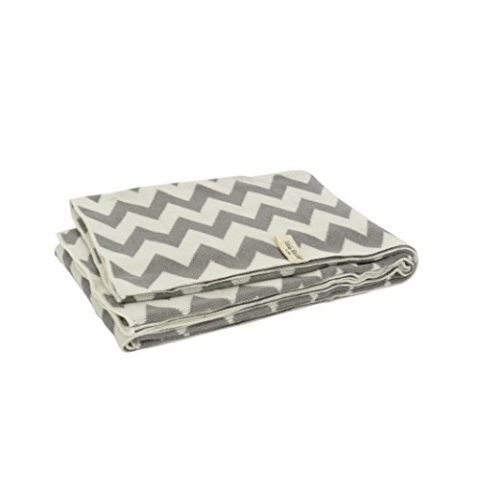 Little Naturals 516-511-00058 Gestrickte Decke, 75 X 100 cm, Chevron grau/off-white