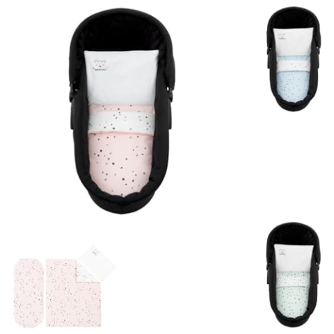 Kikkaboo Kinderwagen Bettwäsche-Set Bär 6tlg Decke 80 x 60 Kissen 35 x 26 Laken, Farbe:rosa