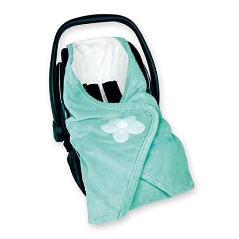Bemini by Baby Boum 392LIZIE73BU Einschlagdecke für Babyschale BISIDE BAMBOO LIZIE lagoon 90 x 90 cm ,grün