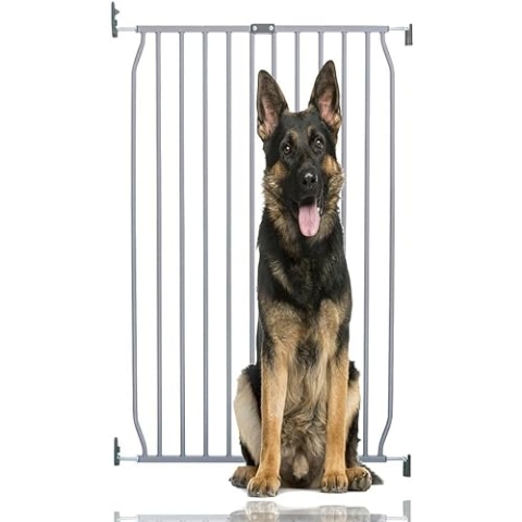 Bettacare Extra Hohes Eco Schraubbefestigung Haustiergitter, Grau, 70cm - 80cm, Extra hohes Gitter mit Einer Höhe von 100cm, Schraubbefestigtes Hundegitter, Sicherheitsgitter