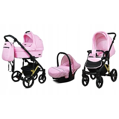 BabyLux® Bambimo Kinderwagen Set 3 in 1 - UZO - incl. Babywanne, Buggy Sportsitz, Auto-Babyschale - Autositz - Kinderwagenset - Kombikinderwagen mit Wickeltasche, Regenschutz usw.