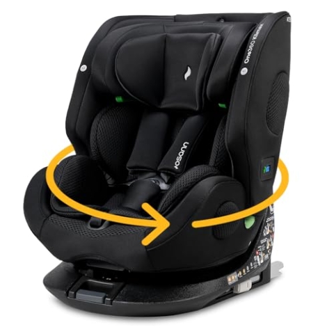 Osann One360 Klimax 40-150 cm, klimatisierter Kindersitz mit Isofix, 360Grad drehbar, Reboarder, Baby Autositz – All Black