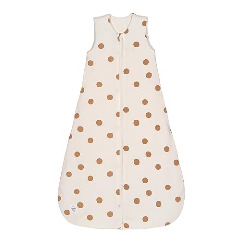 LÄSSIG Baby Ganzjahres Schlafsack ohne Ärmel unisex/Sleeping Bag Interlock Big Dots milky, Größe 50/56, 0-2 Monate