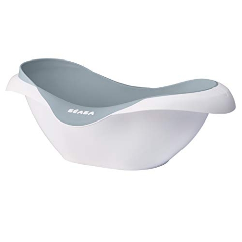 BÉABA - Babywanne - Rutschsicher und Komfortabel - Ergonomisch und Vielseitig - Weiches und Sanftes Material - Stöpsel - Camélé'O - Made in France - Grau, 1 Unité (Lot de 1)