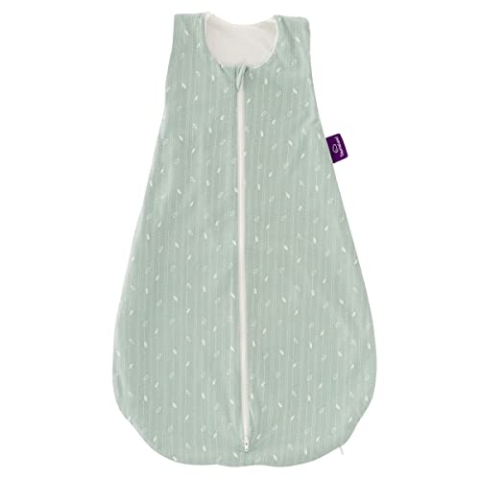 GOTS Schlafsack LIEBMICH, Design Blätter mint, Größe 60 - kontrollierte und zertifizierte Herstellungskette nach weltweit anerkannten Richtlinien