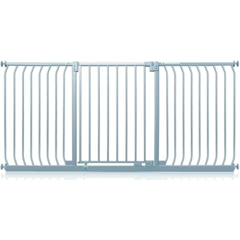 Safetots Elite Sicherheitsschutzgitter, 188cm - 197cm, Mattgrau, Treppenschutzgitter mit Druckmontage, Sicherheitsbarriere, Einfache Installation