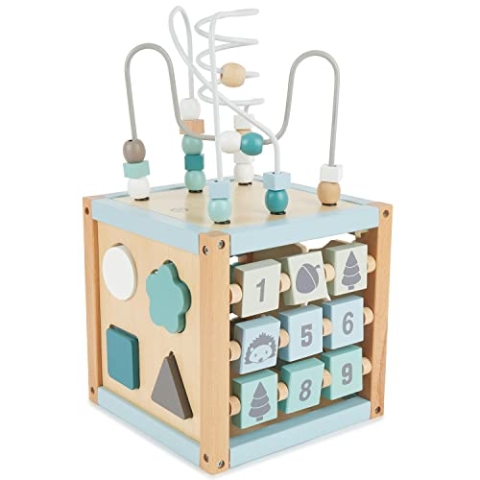 Bieco Motorikwürfel XXL Scandi-Chic | Motorikspielzeug ab 1 Jahr | Activity Center Baby Spielzeug 1 jahr | Motorikwürfel Holz holzspielzeug ab 1 jahr motorikschleife ab 1 jahr Motorikwürfel Baby