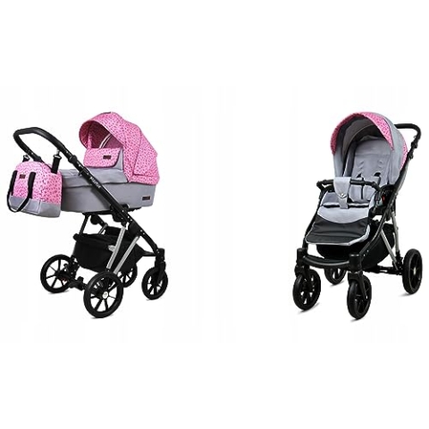 BabyLux® Bambimo Kinderwagen Set 2 in 1 - Marlux Magnetic - incl. Babywanne, Buggy Sportsitz - Kinderwagenset - Kombikinderwagen mit Wickeltasche, Regenschutz, Moskitonetz, Cupholder usw.