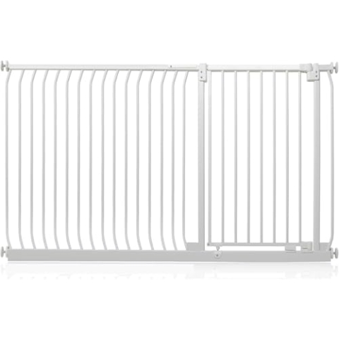 Safetots Extra Hohes Elite Sicherheitsschutzgitter, 171cm - 180cm, Matt Weiß, Extra hohe 96.8cm Höhe, Treppenschutzgitter mit Druckmontage, Sicherheitsbarriere, Einfache Installation