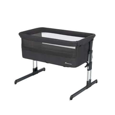 Bebeconfort Calidoo, 2-in-1 Beistellbett Baby & Stubenwagen, 0–6 Monate (0–9 kg), verstellbarer Co-Sleeper, 5 Höhen, große gepolsterte Matratze, Seiten aus Netz, faltbare Seite, Tinted Graphite