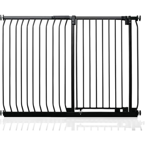 Safetots Extra Hohes Elite Sicherheitsschutzgitter, 134cm - 143cm, Mattschwarz, Extra hohe 96.8cm Höhe, Treppenschutzgitter mit Druckmontage, Sicherheitsbarriere, Einfache Installation