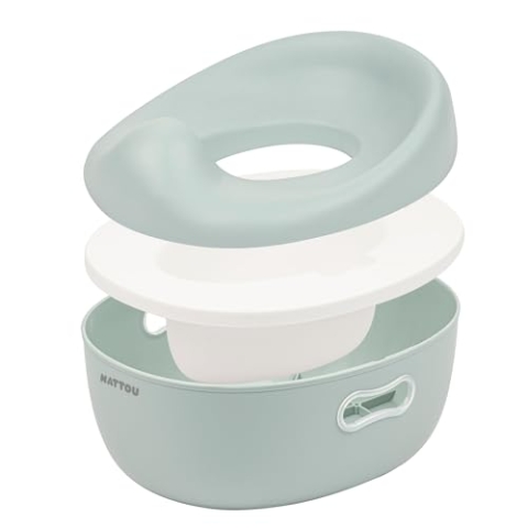 Nattou Babytopf 3in1, Töpfchen + Hocker + Toilettensitz für Kinder, Einfaches Toilettentraining, Ca. 34 cm, Ab ca. 18 Monate bis ca. 4 Jahre, Care, ABS/EVA, Blau