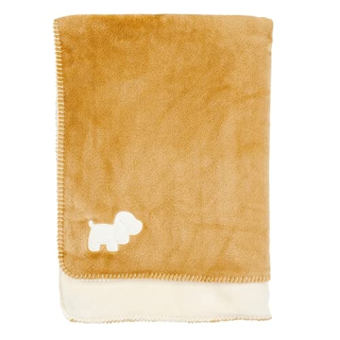 Nattou Supersoft-Kuscheldecke für Babys, Hund Charlie, Sehr weiche Oberfläche, 75 x 100 cm, Vegan, Polyester, Beige und Weiß