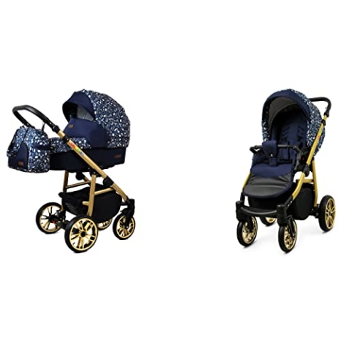 BabyLux® Bambimo Kinderwagen Set 2 in 1 - Color Lux - incl. Babywanne, Buggy Sportsitz - Kinderwagenset - Kombikinderwagen mit Wickeltasche, Regenschutz, Moskitonetz, Cupholder usw.