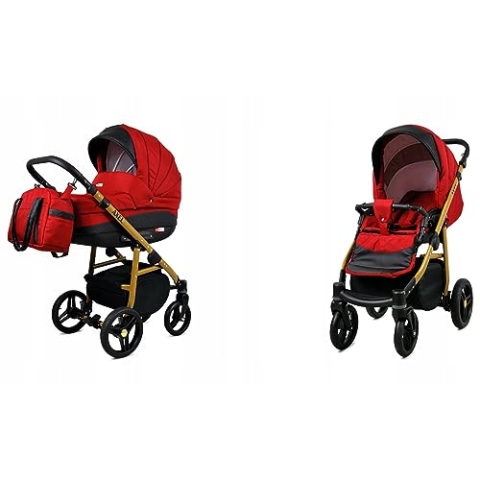 BabyLux® Bambimo Kinderwagen Set 2 in 1 - Axel - incl. Babywanne, Buggy Sportsitz - Kinderwagenset - Kombikinderwagen mit Wickeltasche, Regenschutz, Moskitonetz, Cupholder usw.